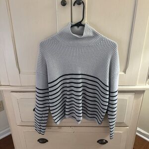 Truth Women's Gray and Black Striped Turtleneck Sweater